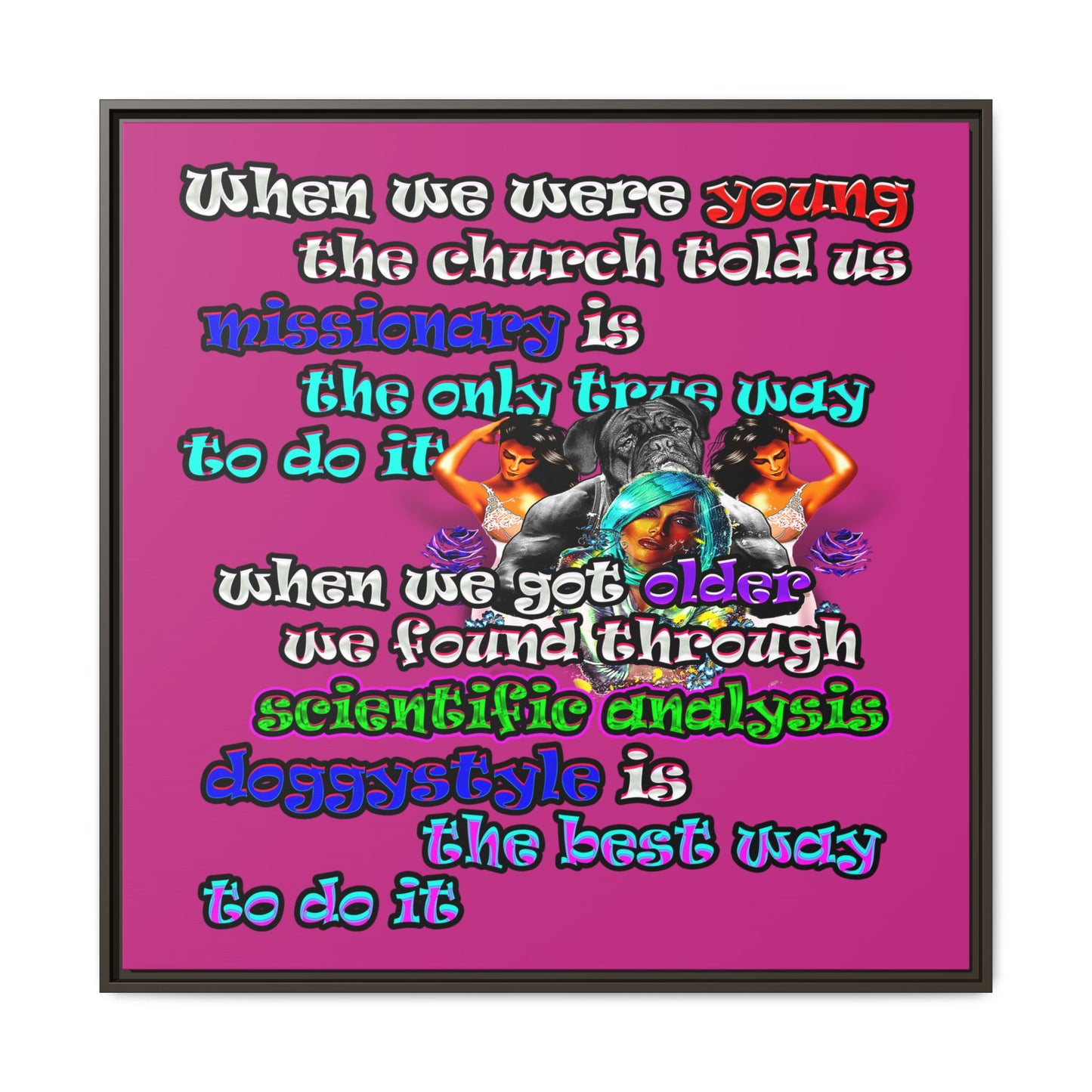 doggystyle - framed canvas art (pink)