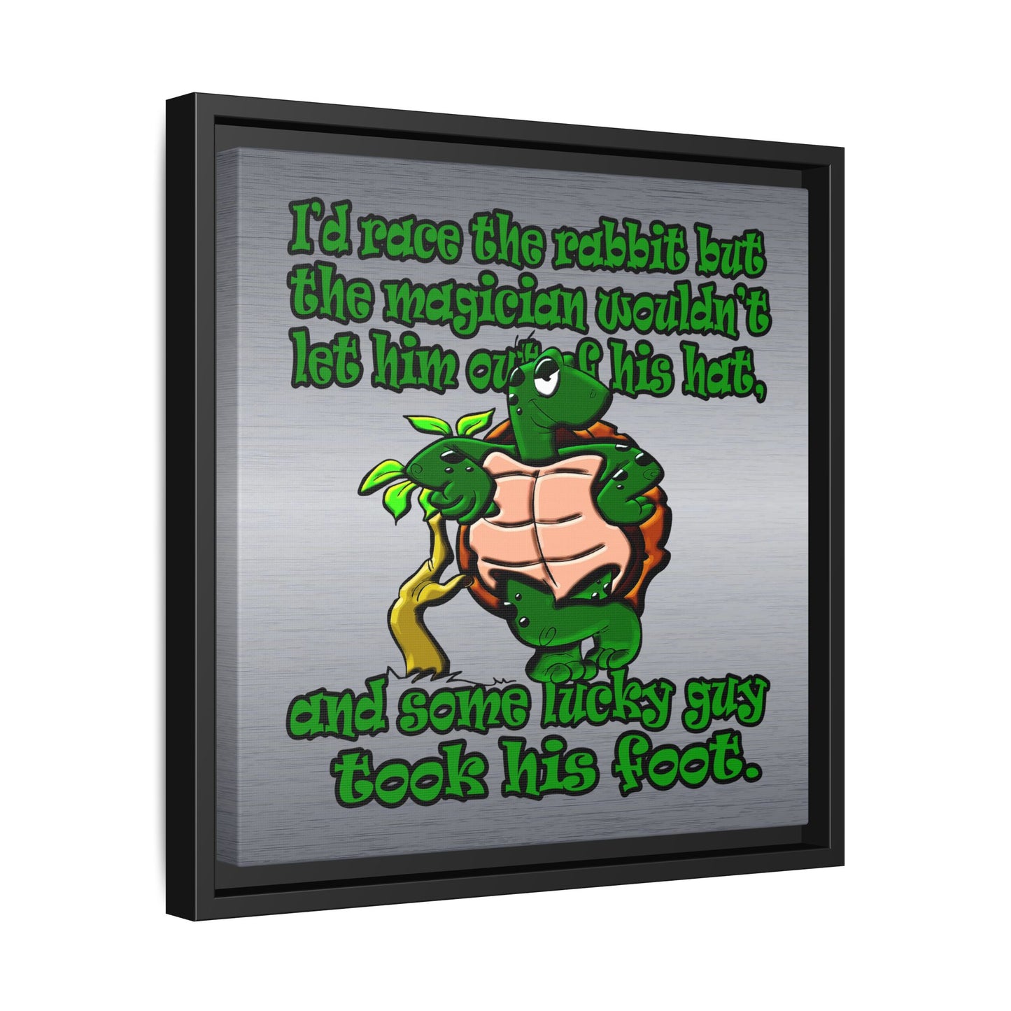 turtle race - framed canvas art (brushed nickel)