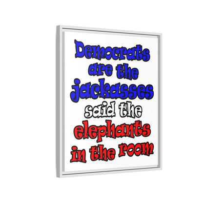 donkeys and elephants - framed canvas art (white)