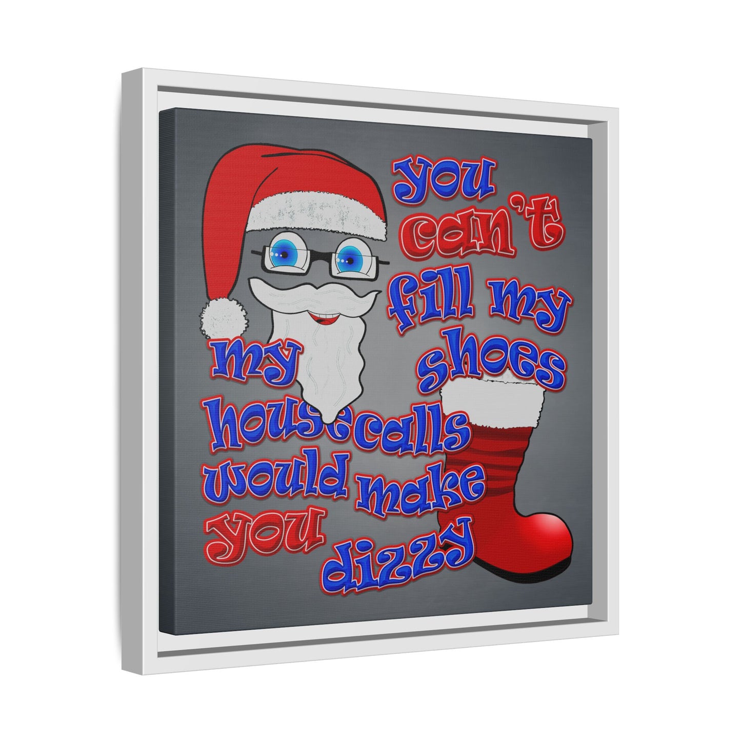 santa's shoes - framed canvas art (grey-light grey)