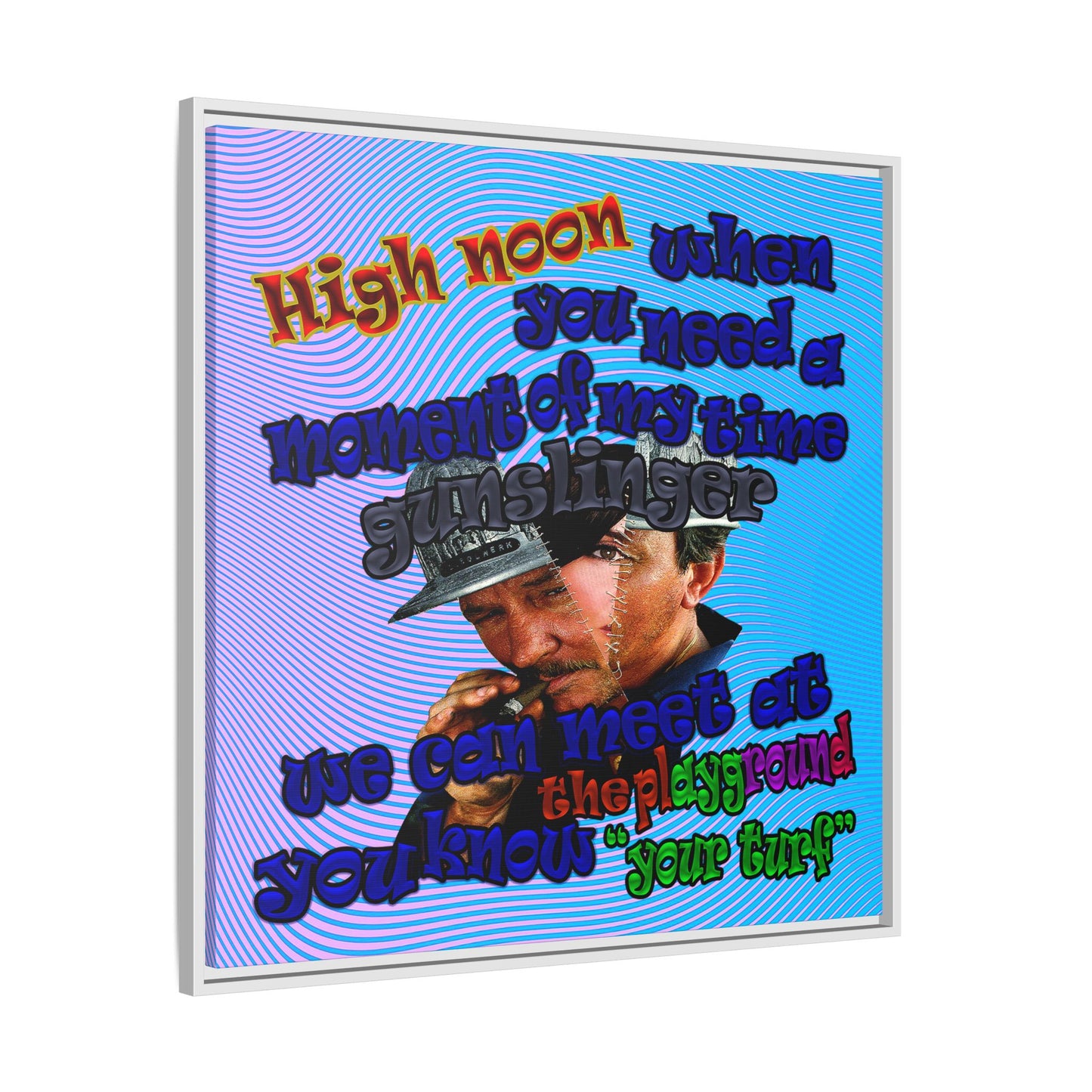 high noon - framed canvas art (light blue-purple wave)
