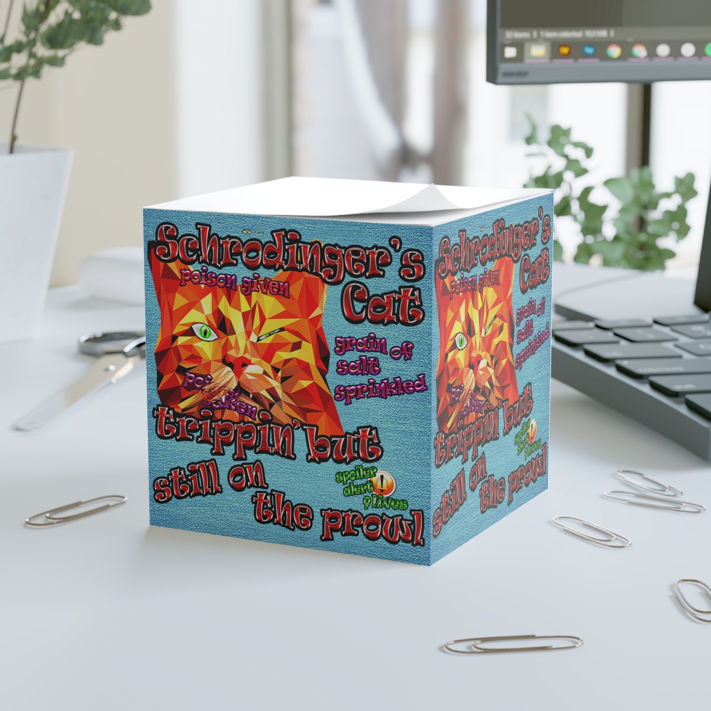 schrodinger's cat - note cube (faded blue)