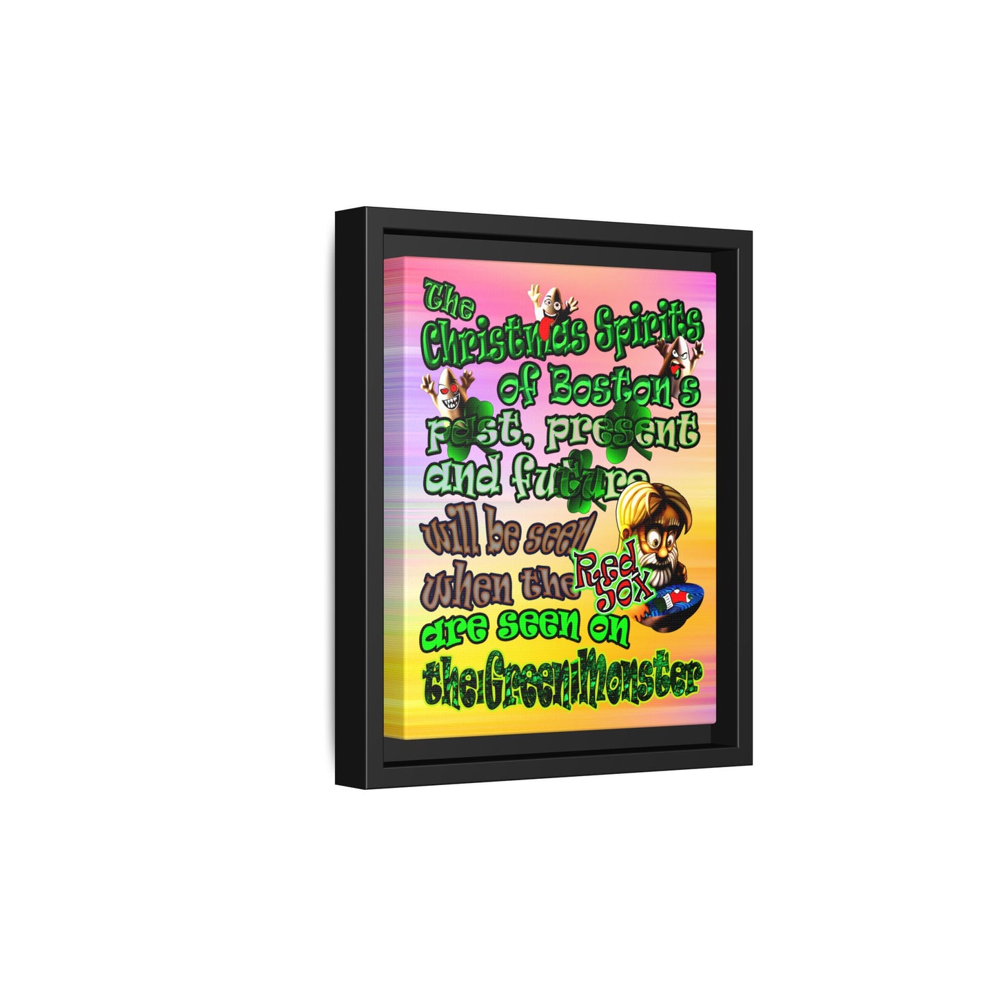 christmas spirits of boston - framed canvas art (color blur)