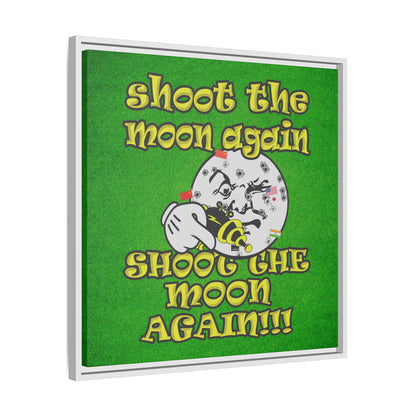 shoot the moon again - framed canvas art (green turf)
