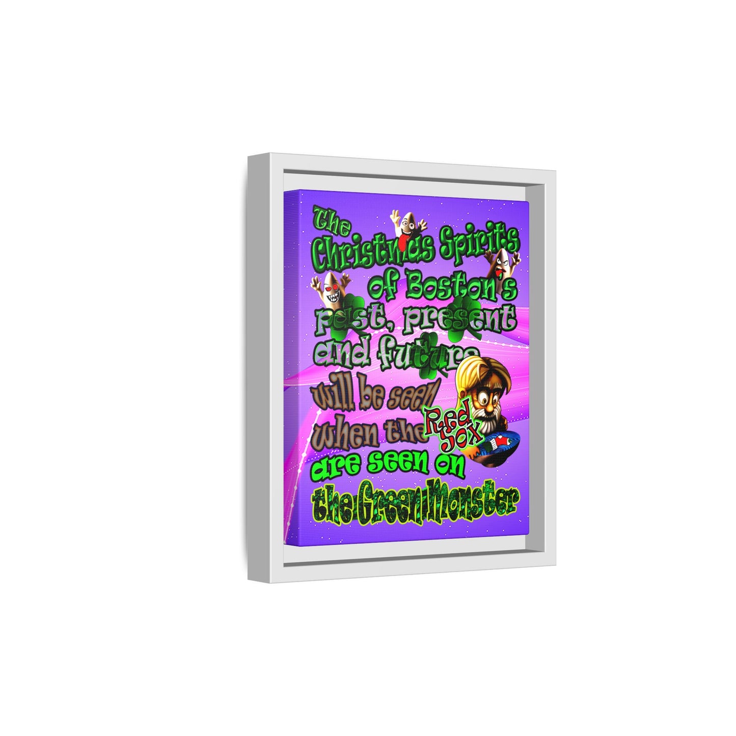 christmas spirits of boston - framed canvas art (purple-pink wave)