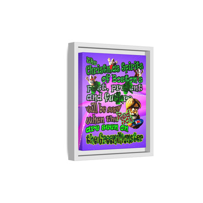 christmas spirits of boston - framed canvas art (purple-pink wave)