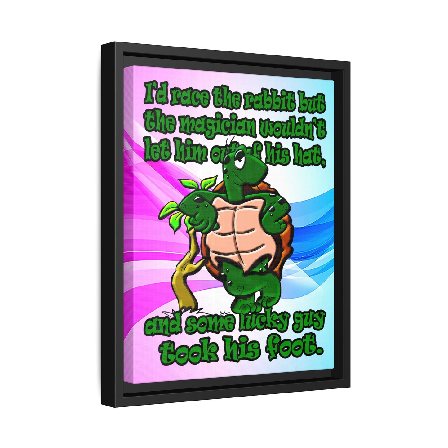 turtle race - framed canvas art (light blue-pink wave)