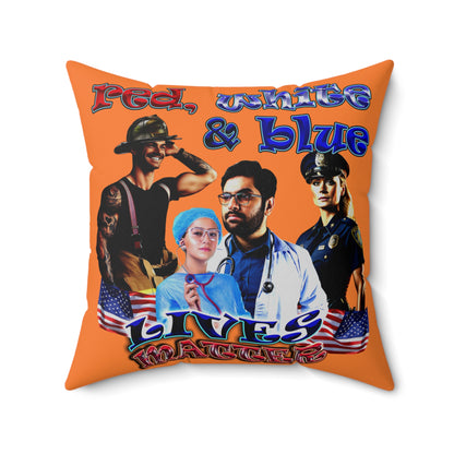 rw&b lives matter - Spun Polyester Square Pillow - (crusta)