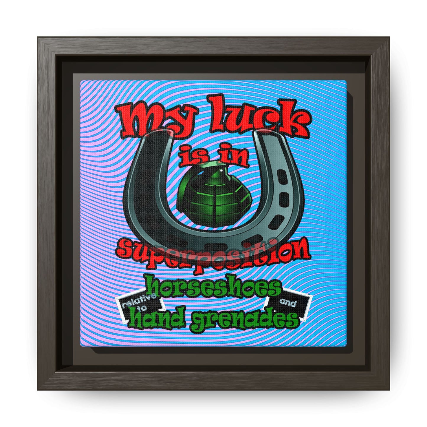 my luck - framed canvas art (light blue-purple wave)