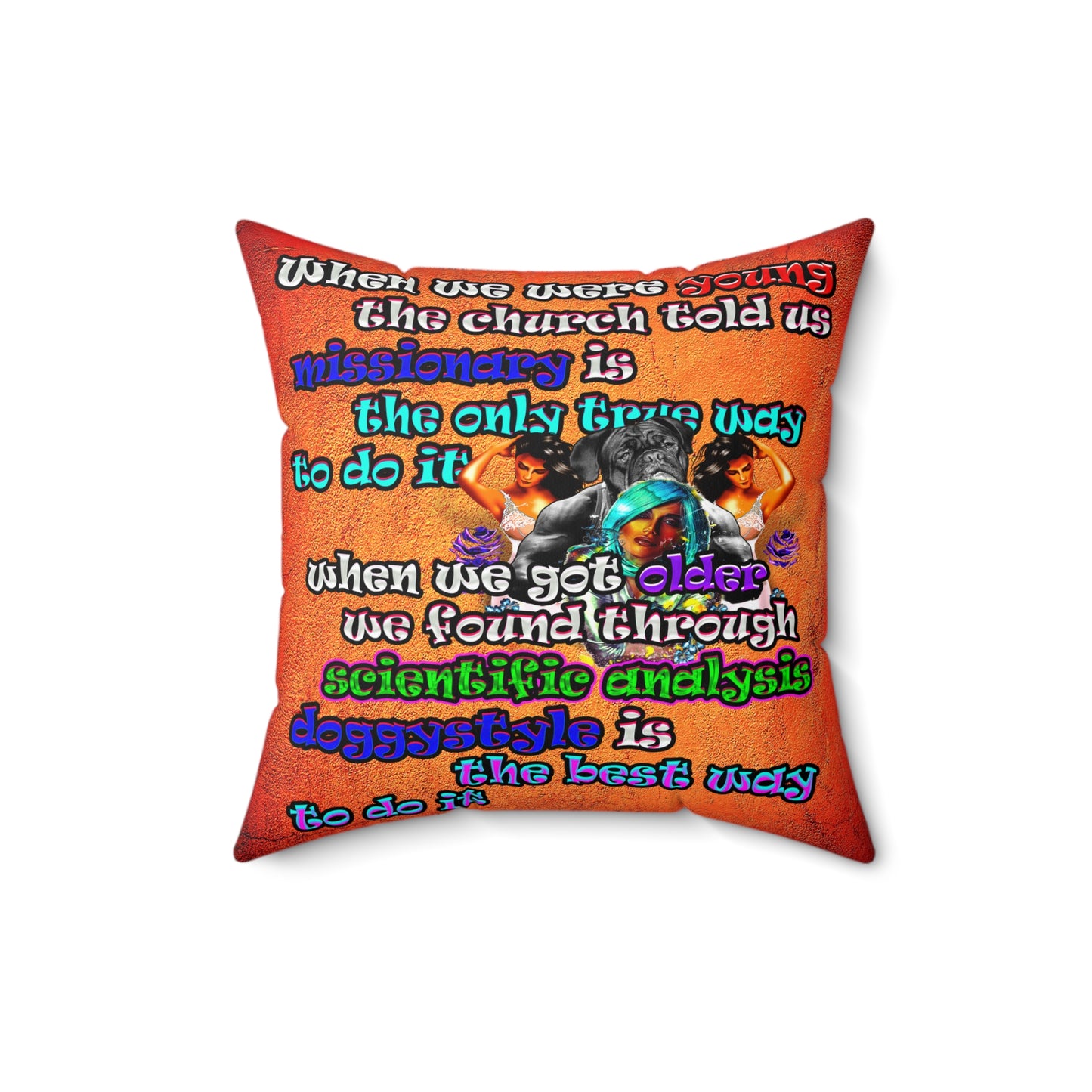doggystyle - Spun Polyester Square Pillow - (burnt orange)