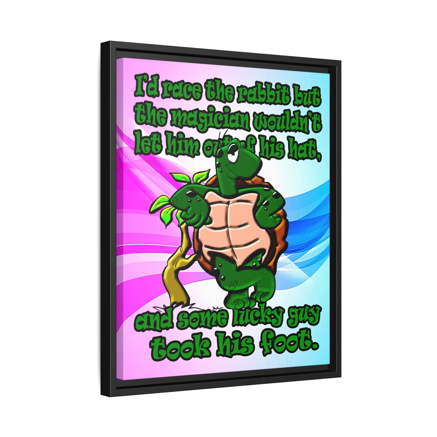 turtle race - framed canvas art (light blue-pink wave)