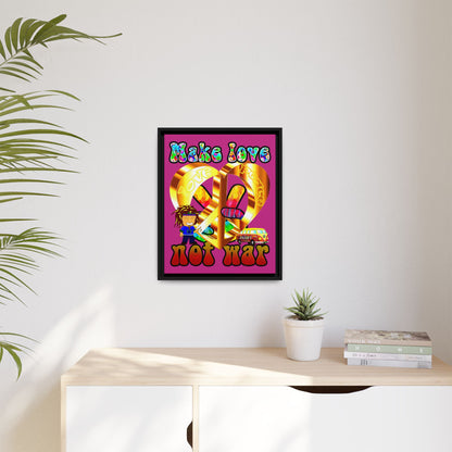 love peace - framed canvas art (pink)
