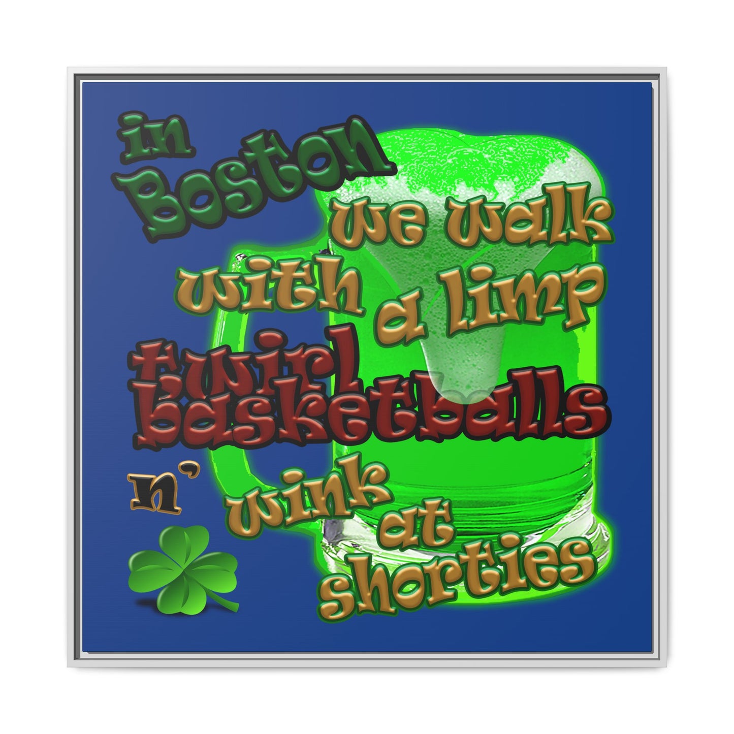 celtics logo - framed canvas art (dark blue)