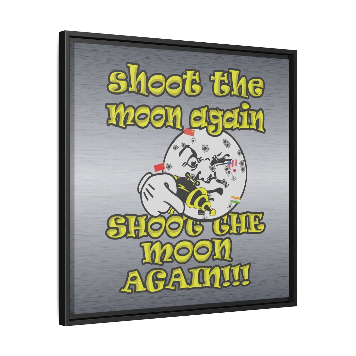 shoot the moon again - framed canvas art (brushed nickel)
