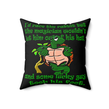 turtle race - Spun Polyester Square Pillow - (black)