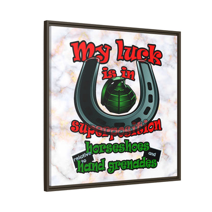 my luck - framed canvas art (white marble)