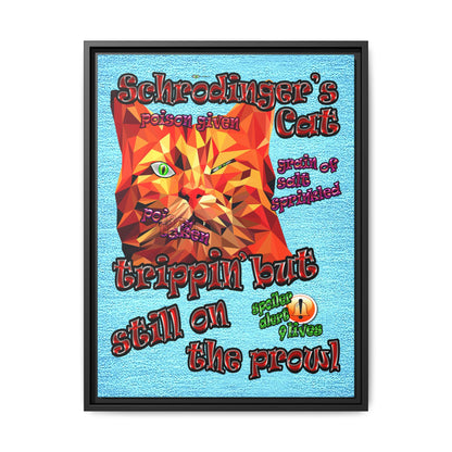 schrodinger's cat - framed canvas art (faded blue)