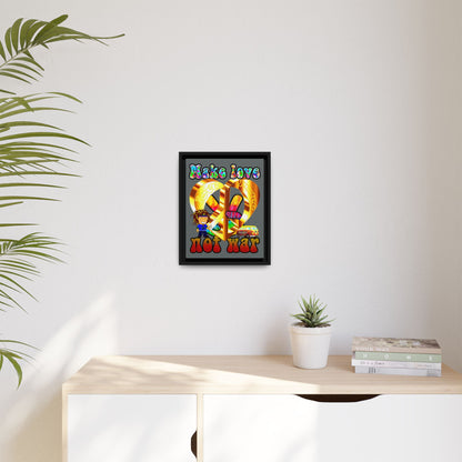 love peace - framed canvas art (dark grey)