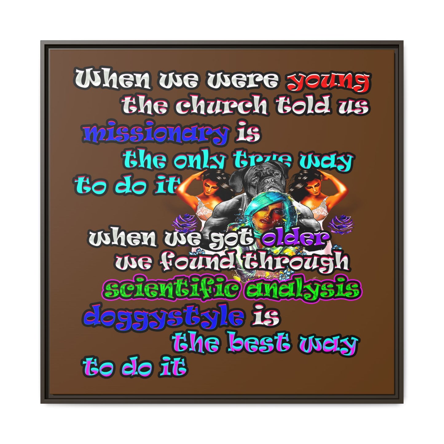 doggystyle - framed canvas art (brown)