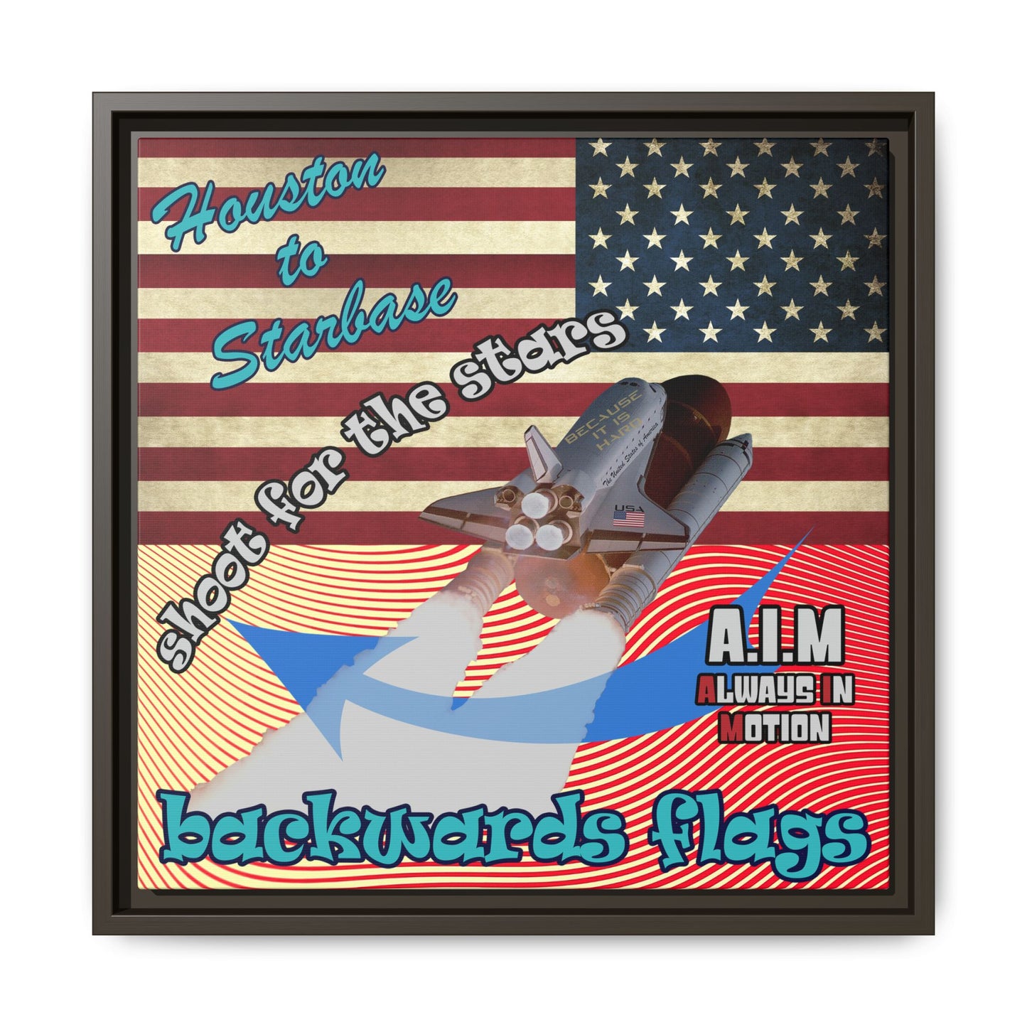 shoot for the stars - framed canvas art (yellow-orange wave)