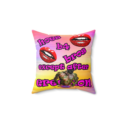 hoes b4 bros - Spun Polyester Square Pillow - (color blur)