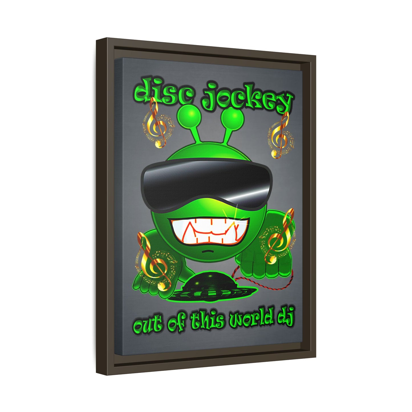 disc jockey - framed canvas art (grey-light grey)