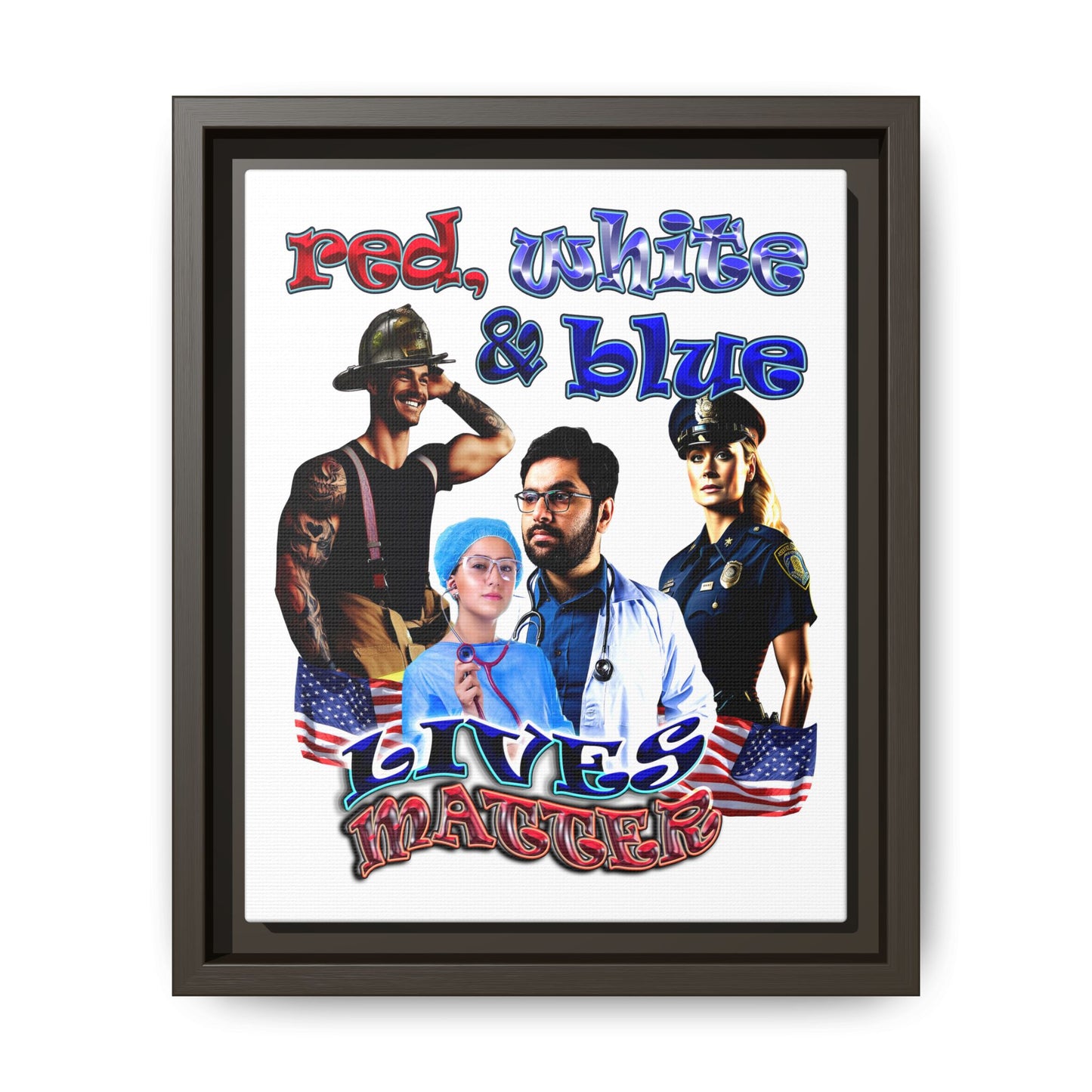 rw&b lives matter - framed canvas art (white)