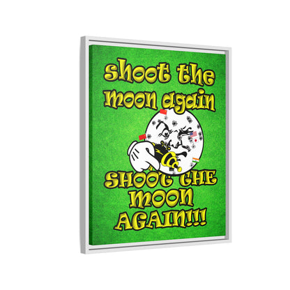 shoot the moon again - framed canvas art (green turf)