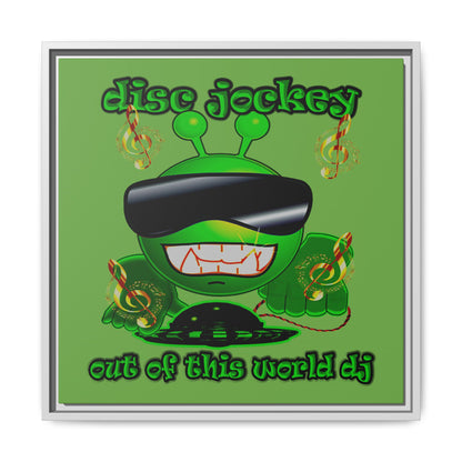 disc jockey - framed canvas art (green)