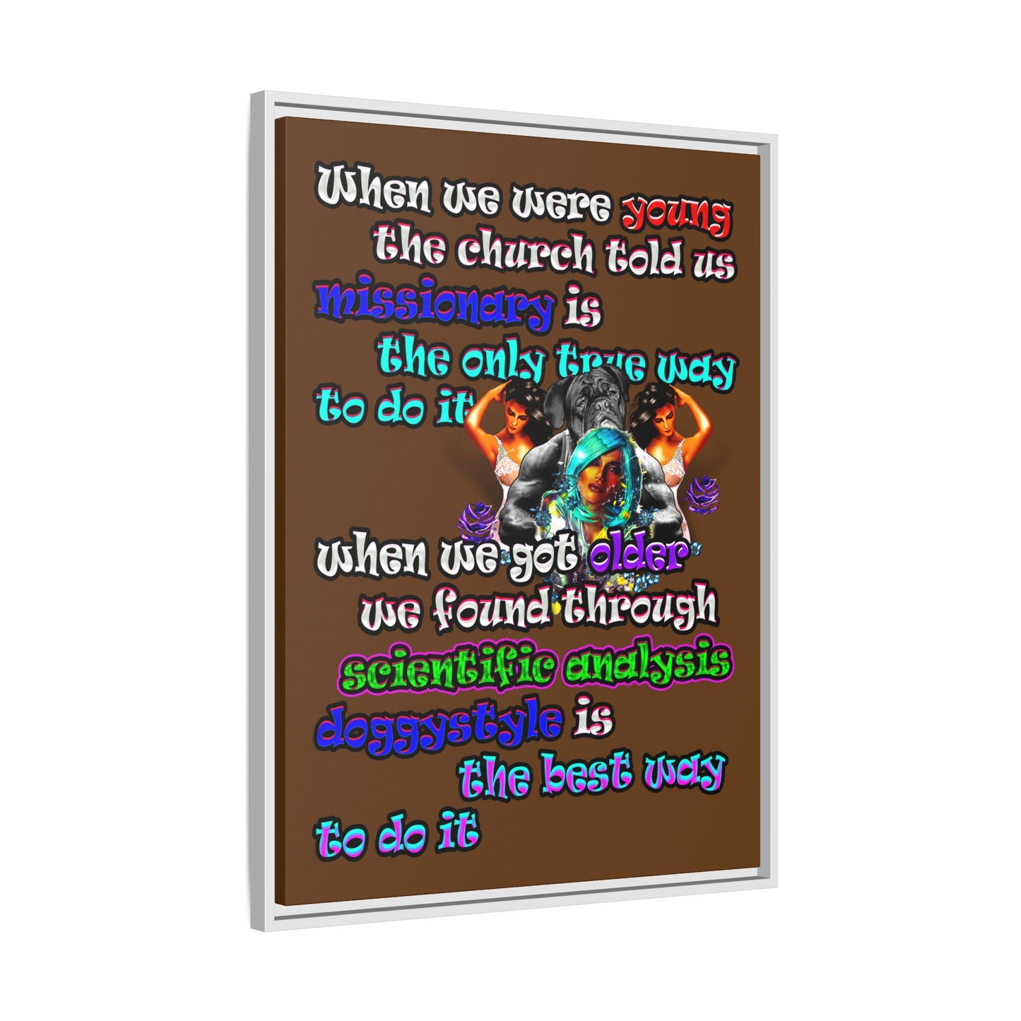 doggystyle - framed canvas art (brown)