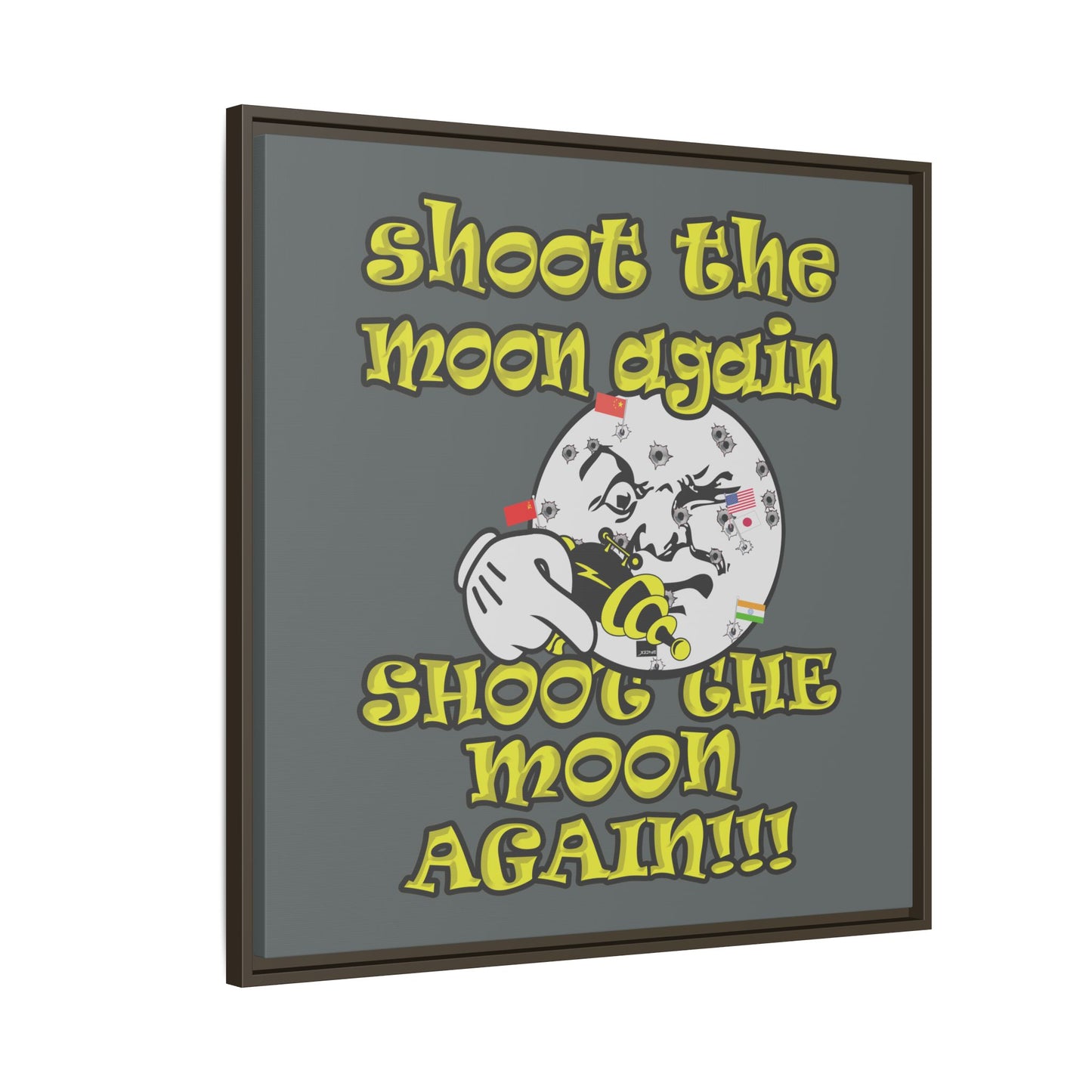 shoot the moon again - framed canvas art (dark grey)