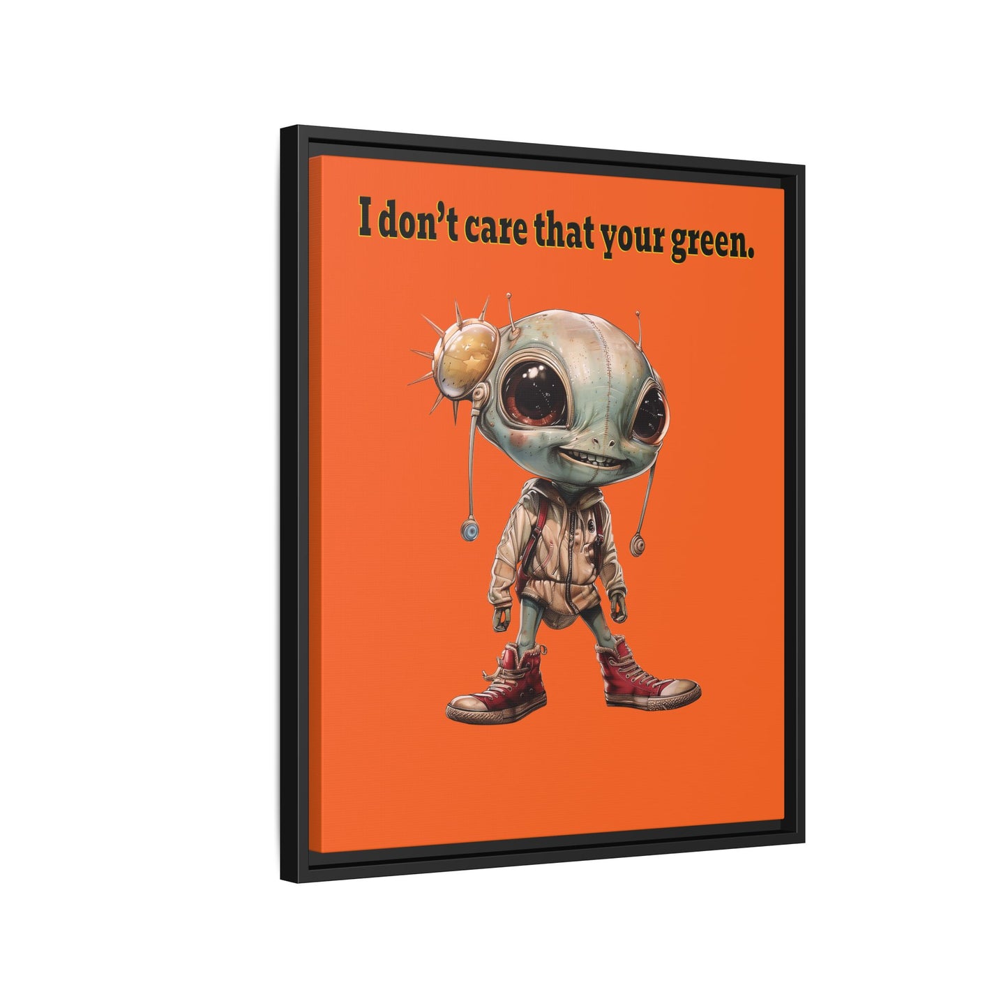 I don't care that your green - framed canvas art (orange)