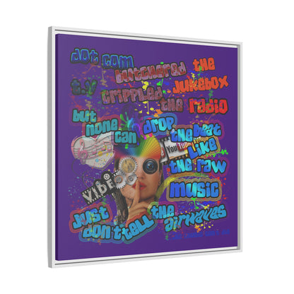 drop the beat - framed canvas art (purple)