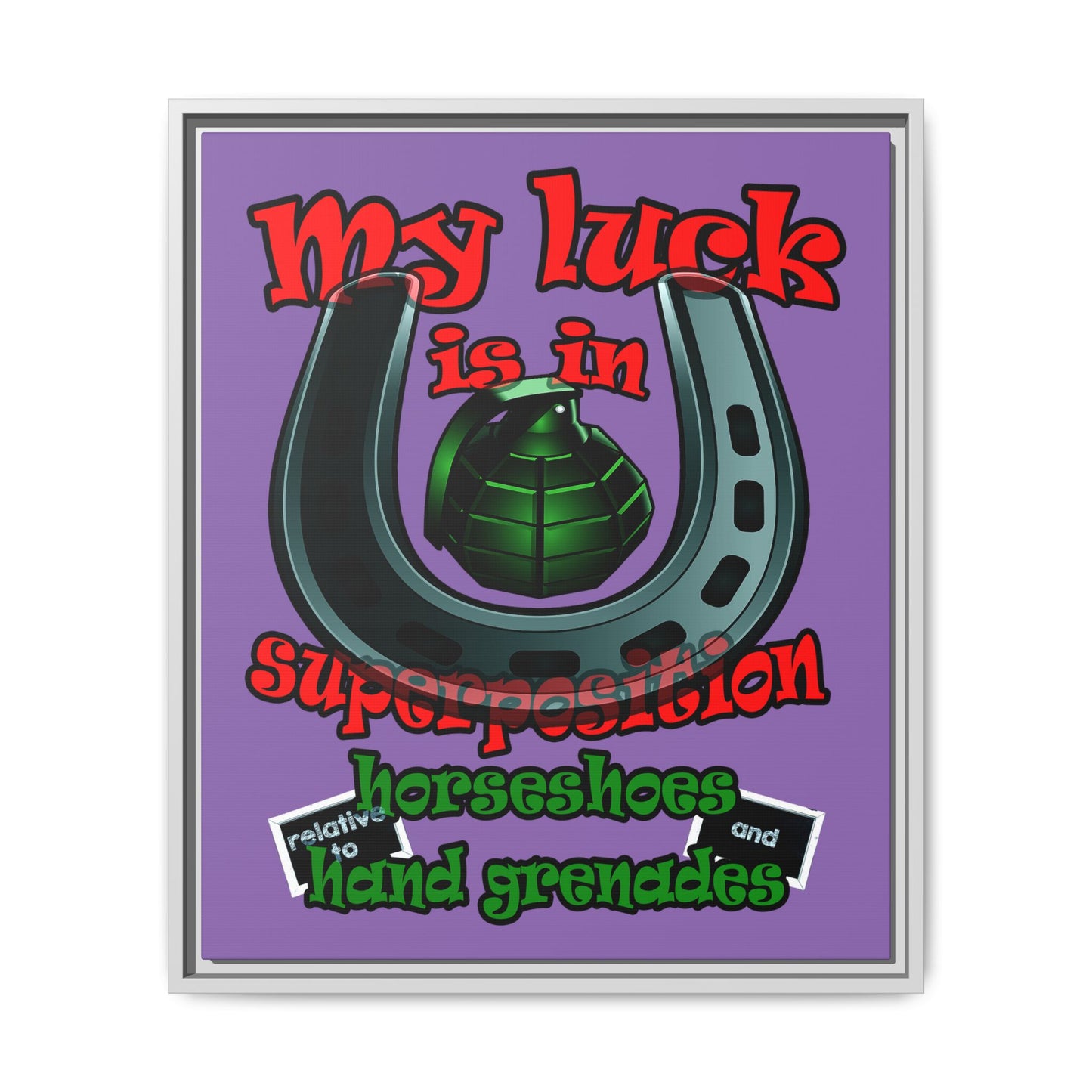 my luck - framed canvas art (light purple)