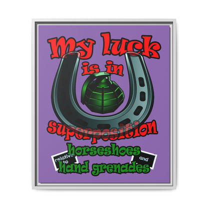 my luck - framed canvas art (light purple)