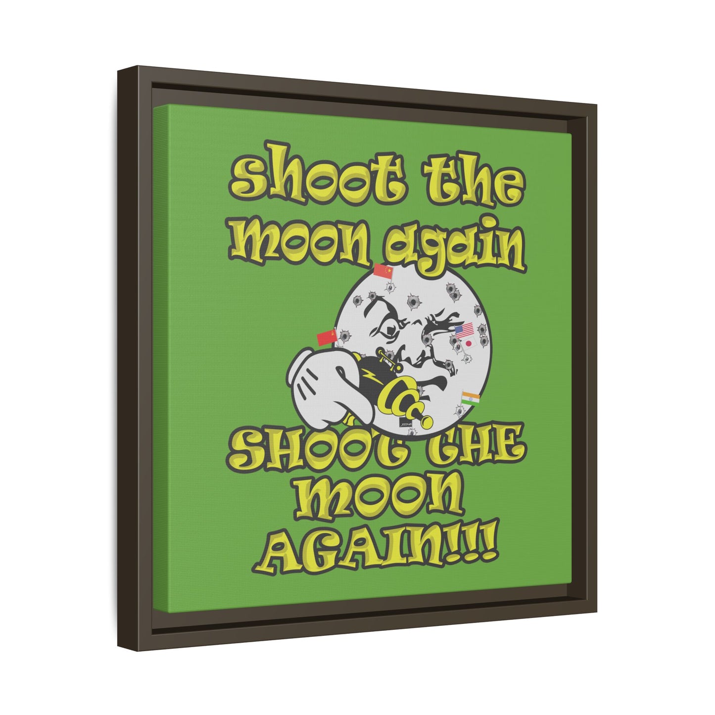 shoot the moon again - framed canvas art (green)