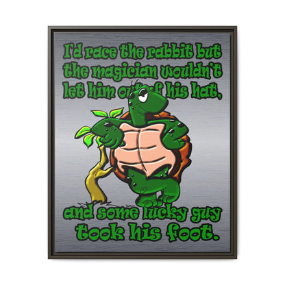 turtle race - framed canvas art (brushed nickel)