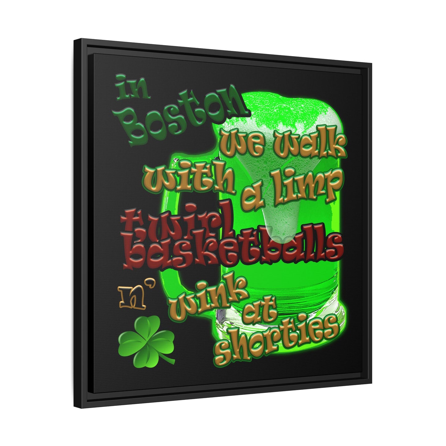 celtics logo - framed canvas art (black)