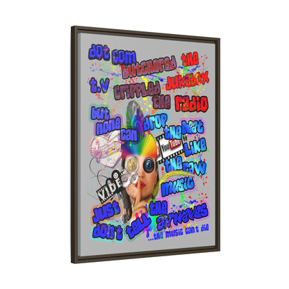 drop the beat - framed canvas art (light grey)