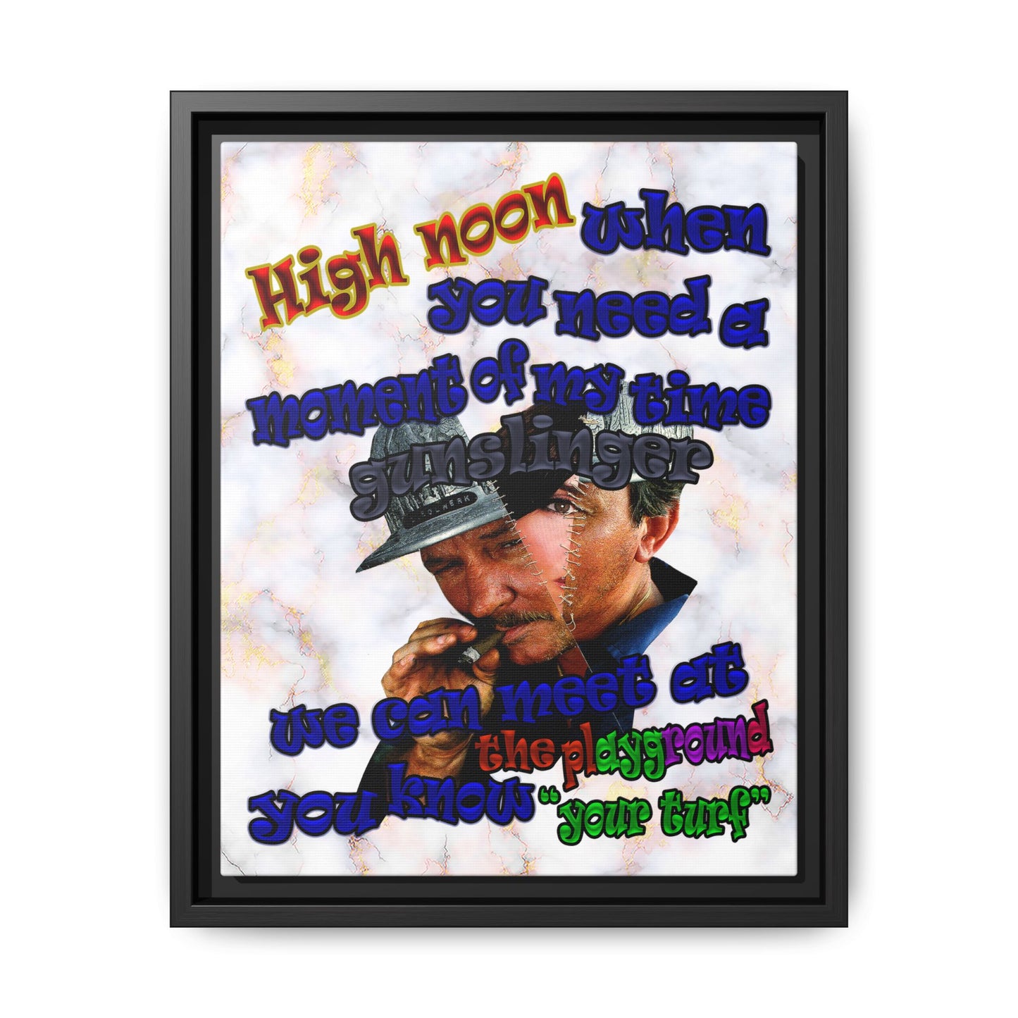 high noon - framed canvas art (white marble)