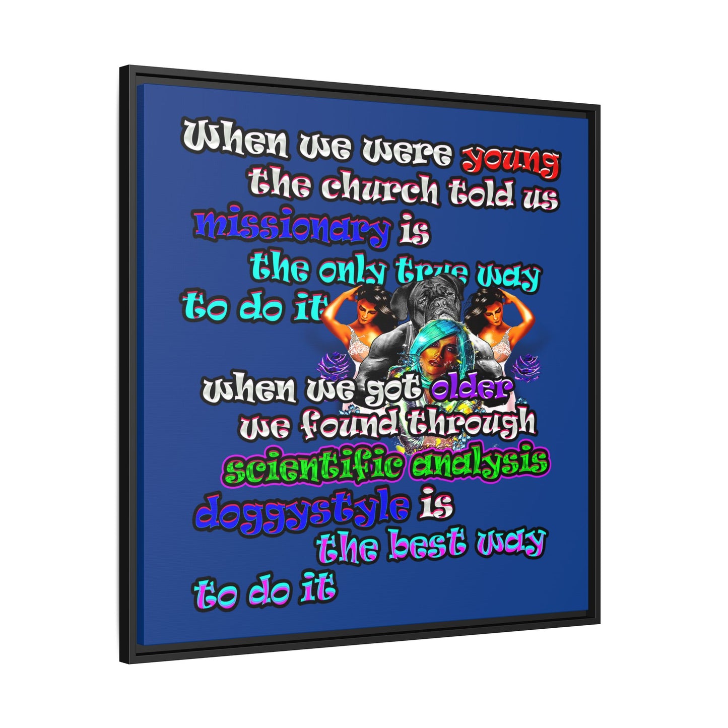 doggystyle - framed canvas art (dark blue)