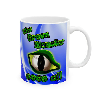green monster - White Mug (blue-white wave)
