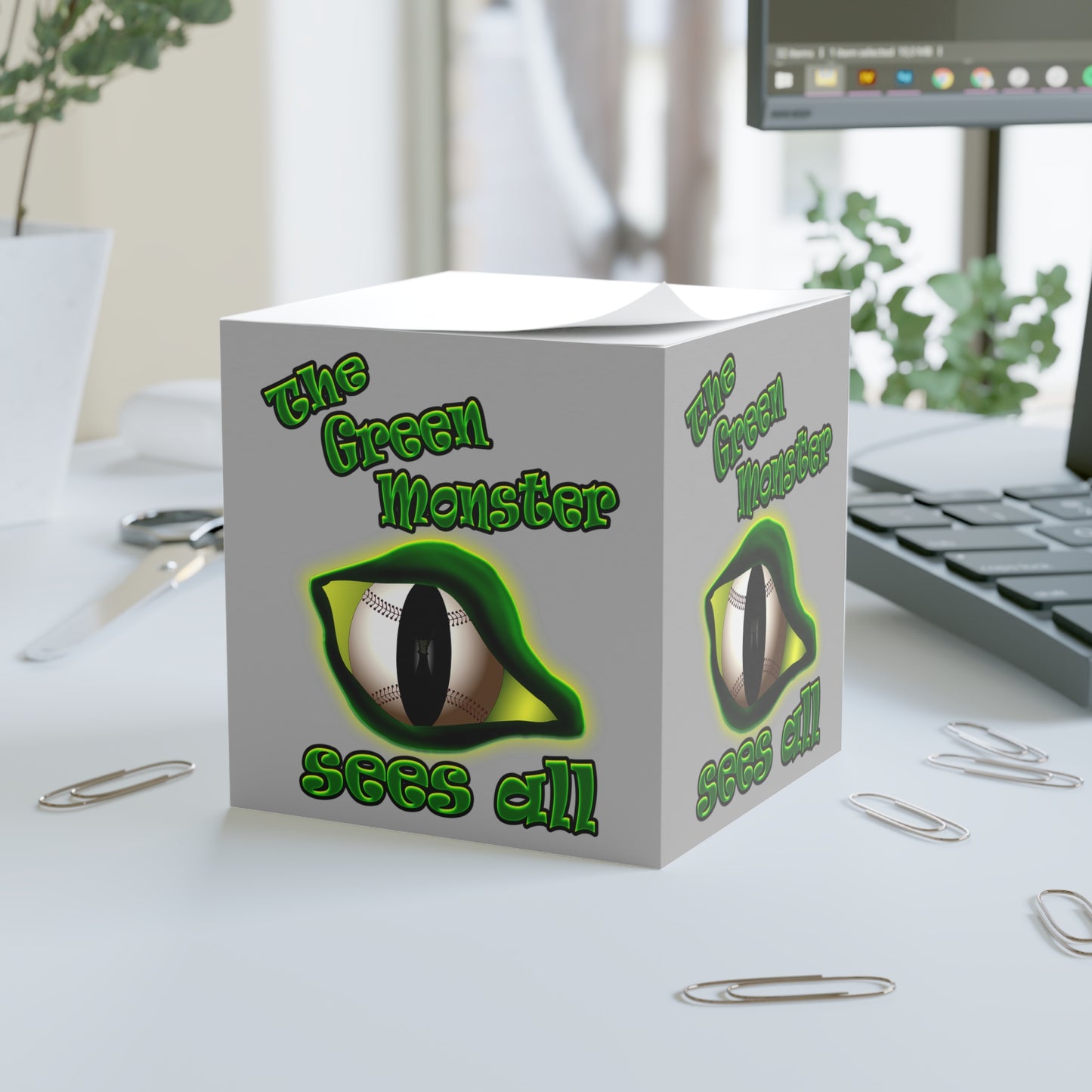 green monster - note cube (light grey)