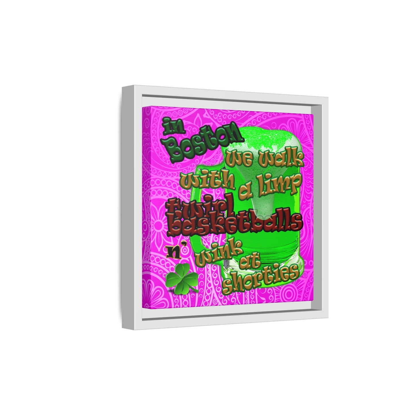 celtics logo - framed canvas art (pink swirl)