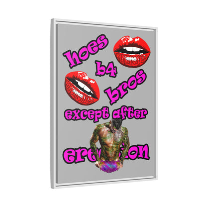 hoes b4 bros - framed canvas art (light grey)