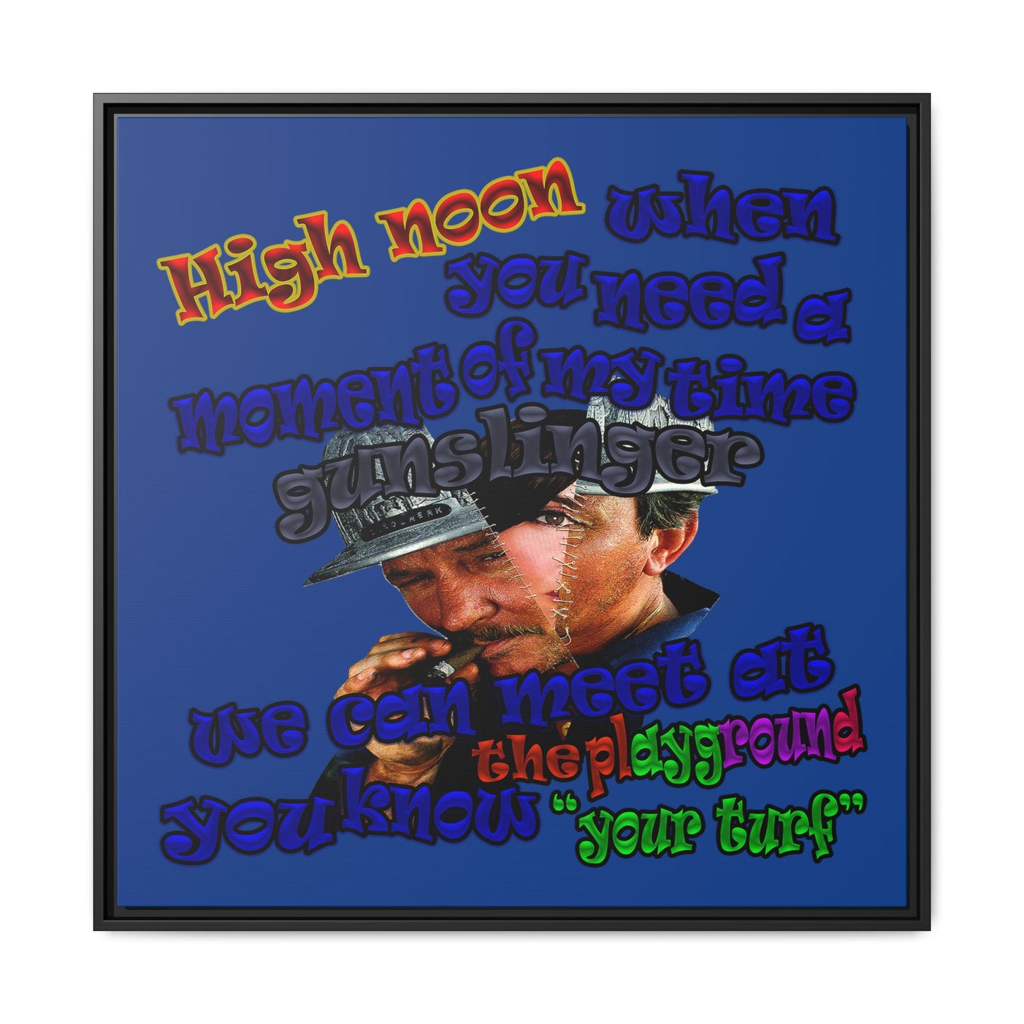 high noon - framed canvas art (dark blue)