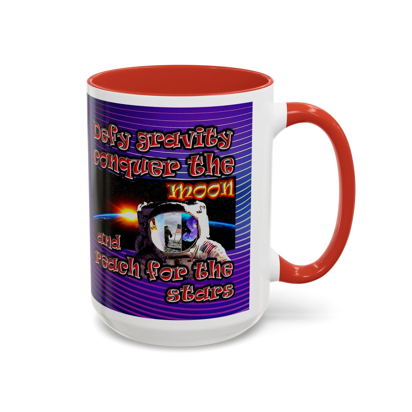 defy conquer reach - Accent Mug (purple wave)