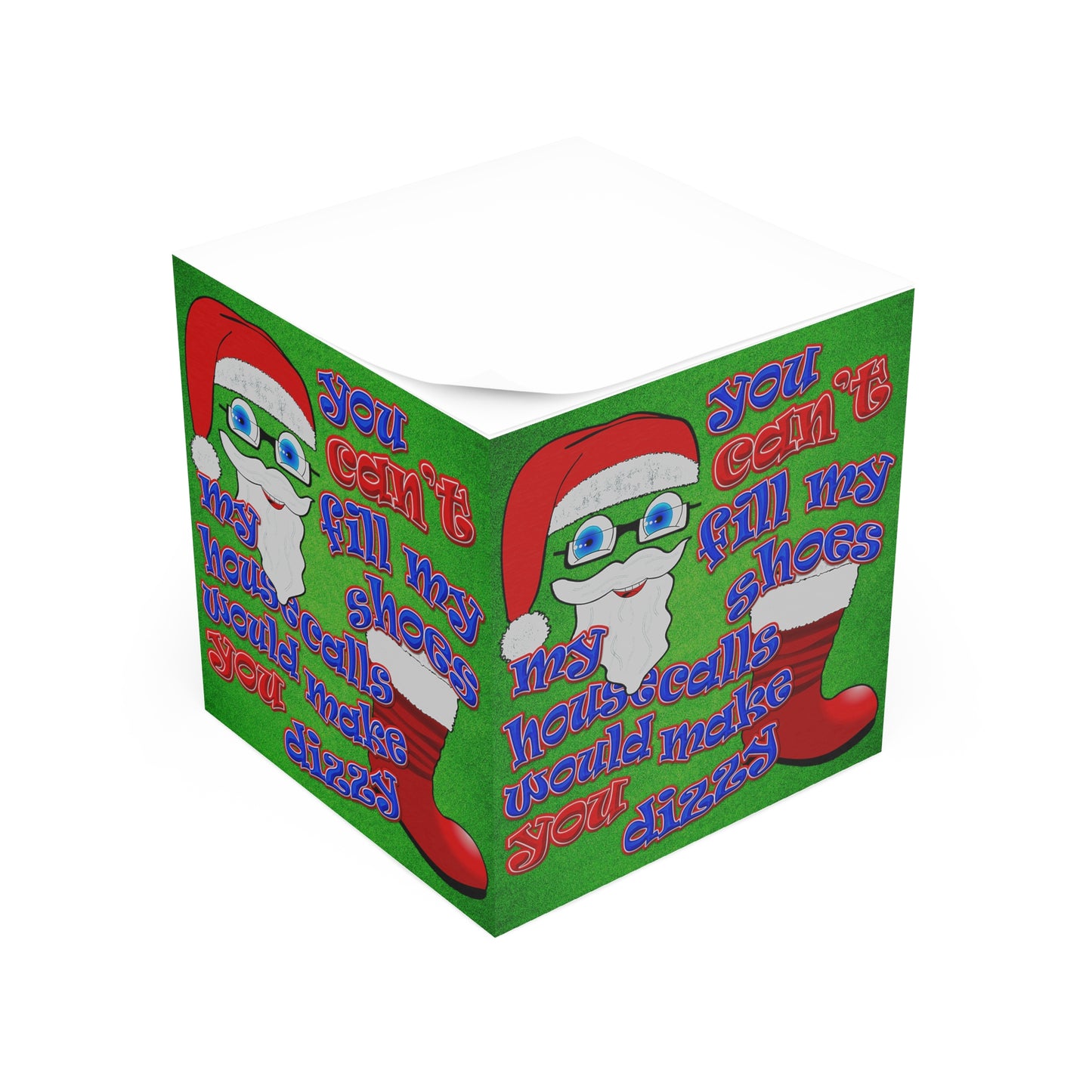 santa's shoes - note cube (green turf)