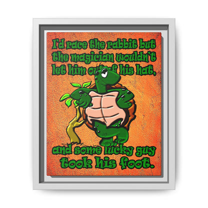 turtle race - framed canvas art (burnt orange)