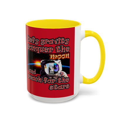 defy conquer reach - Accent Mug (dark red)